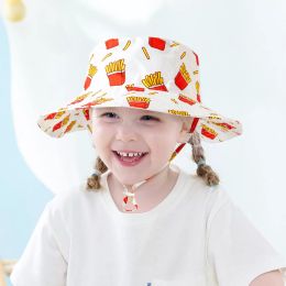 Baby Kids Sun Caps Grenadine Pineapple And Potato Chips Boy Girl Summer Protect Neck Sunbonnet Ventilate Comfortable Visor