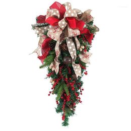 Christmas Decorations Ornament Swag Wreath Ribbon Pine Cone Door Mount Teardrop Outdoor Hanging Wall Decoration