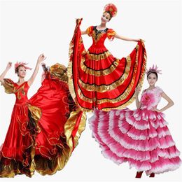 Stage Wear Women Spain Dress Flamenco Skirts Dance Costumes Spanish Gypsy Skirt Bigdance Flower Chorus Performance For WomanStage