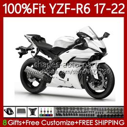 Injection Body For YAMAHA YZF-600 YZF R6 R 6 600 CC White grey 2017-2022 Bodywork 119No.163 YZF-R6 YZFR6 17 18 19 2020 2021 2022 YZF600 2017 2018 2019 20 21 22 OEM Fairing