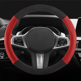 Steering Wheel Covers Superior Quality Leather Breathable Cover Universal Non-Slip Wear-Resistant Grip For Most Cars 15 InchSteering
