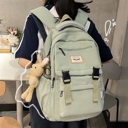 Waterproof Nylon Women Backpack Korean Japanese Fashion Female Students Schoolbag Multilayer Simple Sense Travel bag 220513