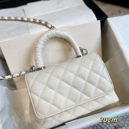 Designer- Summer Classic Mini Flap Handle Leather Bags Silver Hardware Crossbody Chain Multi Pochette Handbags 20CM