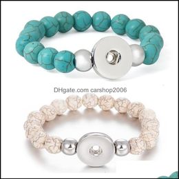 Charm Bracelets Noosa Snap Bracelet Jewellery 10Mm Turquoise Beads Ginger Buttons Chunk Bangle Fit Diy 18Mm Snaps Classic Dr Carshop2006 Dhxbp