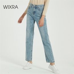 Wixra Boyfriend Jeans Mom Pants High Waist Pockets Straight Classic Denim Trousers Spring Autumn Women s Clothing LJ200819