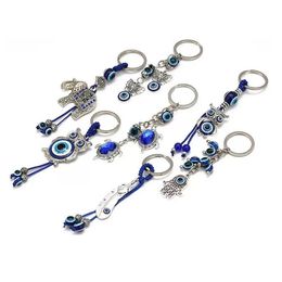 Fashion Animal Elephant Turtle Hand Evil Eyes Keychain Glass Key Chain Glass Lucky Blue Eye Pendant Ornament Keychains