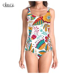 Colorful Vintage Flowers 3D Print Onepiece Swimsuit Women Swimming Bathing Suit Sleeveless Slim Sexy Girl 220617
