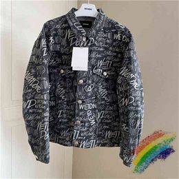 Black Full Print Graffiti Letter WE11DONE Denim Jacket Men Women Best Quality Casual Welldone Cowboy Men Jean Jacket T220721 T220721 T220721