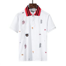 2022 designer stripe polo shirt t shirts snake polos bee floral mens High street fashion horse polo luxury T-shirt p00009