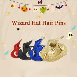 Halloween Ghost Festival Children Funny Hair Pins Cartoon Decoration Selling Sweet Wizard Hat Hairpin Clip Show Makeup Hair Tool LT0163