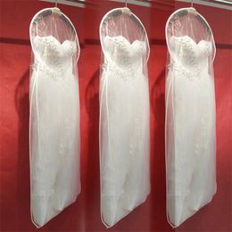 Wedding Dress Cover Bag Bridal Gown Long Clothes Dust Protector Garment Storage Case Dustproof Double-sided Transparent 220427