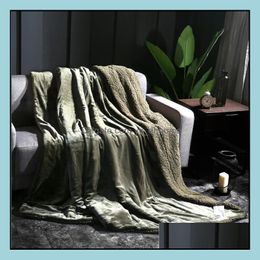 Blankets Home Textiles Garden Ll Flannel Soft Coral Fleece Blanket Winter Thicken Living Room Sofa Throw Towel Th Dhtzr