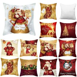 case decorations Australia - Christmas Decorations Happy Year Santa Claus Printed Pillow Car Bed Sofa Case Bedroom Decoration Cushion CoverChristmas