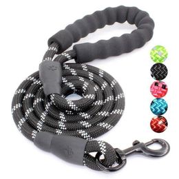 1 Nylon Reflective Large Dog Leash with Comfortable Padded Handle Durable Pet Traction Rope Medium Supplies LJ201109