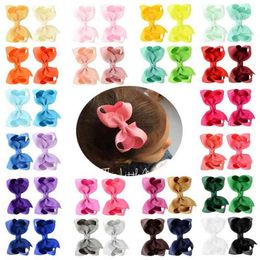 40pcs/lot Solid Mulit Grosgrain ribbon Hair Clips Boutique Bows baby Girls Kids Hairpin Headwear Hair Accessories 563 AA220323