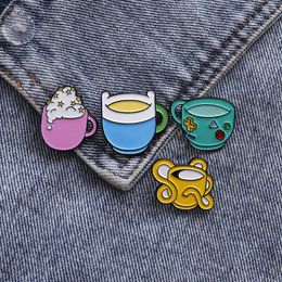 Animation alloy dripping oil badge cute cartoon animation coffee cup Brooch fashion collar accessories