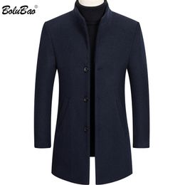 BOLUBAO Brand Men Wool Coat Men's Solid Colour Casual Slim Fit Overcoat Winter Comfortable Fashion Wool Blends Coats Male 201128