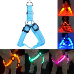 Dog Collars & Leashes Nylon Pet Cat Harness Safety LED Flashing Light Leash Rope Belt Collar Vest For Small Medium Large