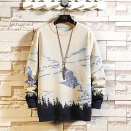 Men's Sweaters 2022 Autumn Men Vintage Style Warm Jacquard Sweater Mens Winter O-Neck Fashion Pullovers Male Thick Pattern 6XL 7XL