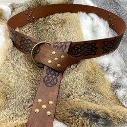 High Quality Viking Emed Classic Rivet Belt Men's Punk Rivets Belts Cosplay Prop Waistband for Actor COSPLAY Black Brown