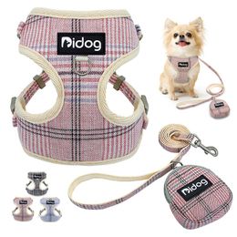 Dog Collars & Leashes Soft Nylon Mesh Cat Harness Leash Set Adjustable Puppy Kitten Pink Vest Accessories Harnesses For Small Medium Dogs Ca