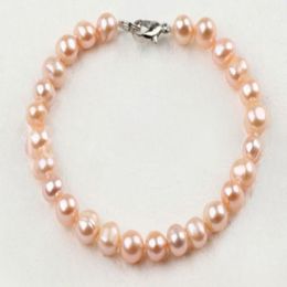 Handmade strands knotted bracelet natural 8-9mm pink freshwater pearl 20cm for women Jewellery fashion
