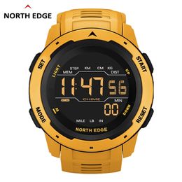 NORTH EDGE Men Digital Watch Men's Sports Watches Dual Time Pedometer Alarm Clock Waterproof 50M Digital Watch Military Clock 220623