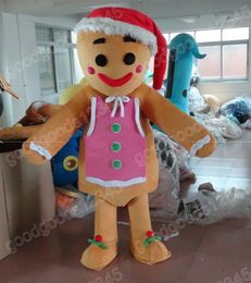 Performance Cute Gingerbread man Mascot Costumes Halloween Fancy Party Dress Cartoon Character Carnival Xmas Advertising Birthday Party Costume Outfit