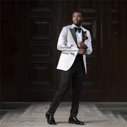 Men's Suits & Blazers Fashion White Mens Slim Fit Wedding Groom Tuxedo 3 Piece Set Banquet Blazer Groomsmen Jacket Vest Pants Terno Masculin