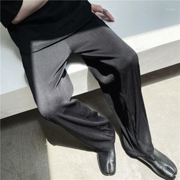 Spring And Autumn Youth Men's Loose Solid Color Dark Black Wind Pleated High-quality Breathable Wide-leg Pants