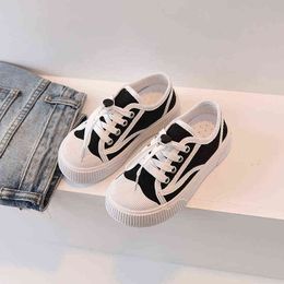 Boys Canvas Shoes Summer New Kids Fashion 2022 Solid Green Striped Simple Korean Style Children Casual Shoes for Girls Lace-up G220517