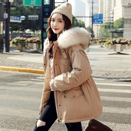 Women's Down & Parkas Large Natural Raccoon Fur Collar Hooded 2022 Winter Jacket Women Coat Female Thick Warm Parka Long