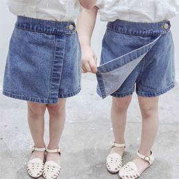 Kids Jeans Solid Colour Short Jeans For Girls Summer Jeans Infantil Casual Style Baby Girl Clothes 210412