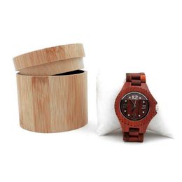jewelry pillow boxes Canada - Watch Boxes & Cases Elegant Bamboo Gift Box Jewelry Display Cylindric Storage Case With Pillow L21EWatch