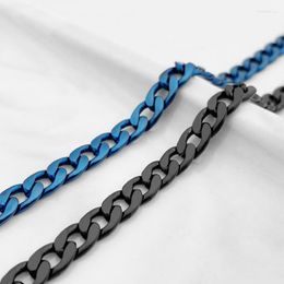 Link Chain Mens Simple 6mm Blue Black Colour Stainless Steel Curb Cuban Bracelets For Women Unisex Wrist Jewellery Gifts 18cm 20cm Trum22