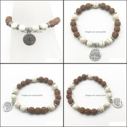 Beaded Strands Bracelets Jewelry Sn1306 Designer MenS Bracelet White Turquoise Rudraksha Beads Tree Of Life Charm Wholesale Drop Delivery