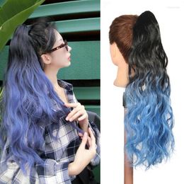 styled wigs UK - Synthetic Wigs Ombre Claw Ponytail Wavy Curly Style Clip In 22 Inches Jaw On Pony Tail False Hair For Women Girls Tobi22