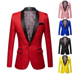 autumn/winterPink yellow black whit European and American men's wear Long sleeve heavy jacquard Fashionable suit jacket 220409