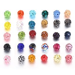 50pcs Glass Rhinestone Bead Clay Crystal Round Spacer Loose Beads for DIY Bracelet Jewellery Making Supplies Accessories Wholesale