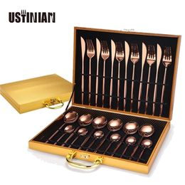 Stainless Steel Cutlery Set 24Pcs/6 Without Box Teaspoons Knifes Spoons Forks Dinnerware Tableware s Of Dishes Dinner 220307