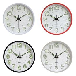 Circular Luminous Digital Wall Clock Quartz s Bedroom Living Room Home Decor 12inch Simple 4 Colors Y200407