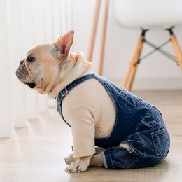 Dog Apparel Shirts Set Clothes Denim Overalls Puppy Jean Jacket Sling Jumpsuit Costumes Fashion Blue Pants Clothing For Dogs CatsDog Apparel