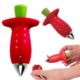 Sublimation Tools Strawberry Hullers Metal Plastic Fruit Leaf Removers Tomato Stalks Strawberry Knife Stem Remover Gadget Kitchen Cooking Tool