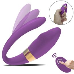 10 Modes Double Vibrators USB Rechargeable Dildo Wireless Vibrator sexy Toy For Woman G Spot U Silicone Stimulator