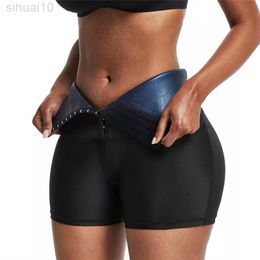 Sweat Sauna Pants Body Shaper Weight Loss Pants Waist Trainer Shapewear Tummy Hot Thermo Sweat Lings Fitness Workout L220802