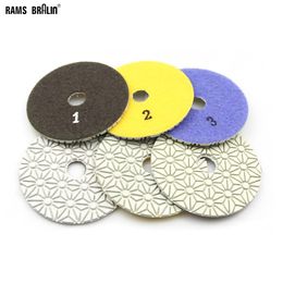 3 pieces 100mm Diamond Flexible Wet & Dry Polishing Pads 3 Step Grinding for Stone Marble Tile