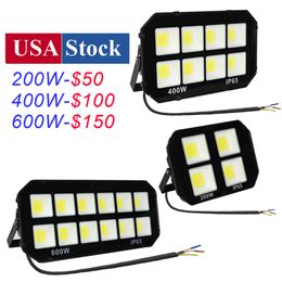 Luci di inondazione a LED 600W Outdoor 500W Riflettori 400W 300W 200W IP66 Proiettore COB esterno impermeabile per giardino, cortile, garage, parco giochi USA STOCK