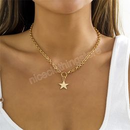 Gold Colour Star Pendant Choker Necklace for Women Minimalism Thin Chain Bijoux Collares Mujer Collier Jewellery Gift