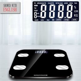 Household Weighing Balance Connect Composition Weight Scale Bathroom Scale LED Electronic Digital Weight Scale Body Fat Smart T200522