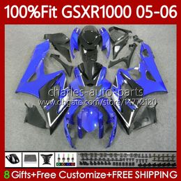 OEM MOTO Body For SUZUKI GSXR 1000 CC K5 GSX-R1000 2005 2006 Bodywork 122No.39 GSXR-1000 GSXR1000 1000CC 05 06 GSX R1000 05-06 Injection Mould Fairings Kit blue glossy blk